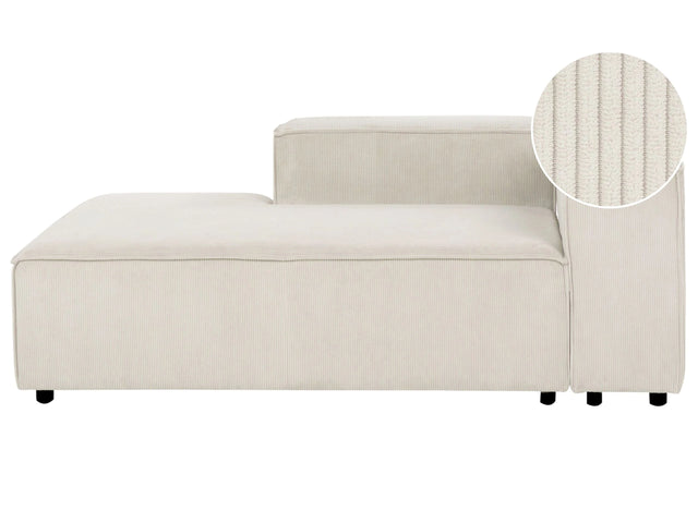 Chaise Lounge Off White Cord Upholstery Synthetic Legs Right Hand Modern Living Room Beliani