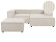 Modular Left Hand Sofa Off White Cord 3 Seater Sectional Corner Sofa with Ottoman Black Legs Modern Living Room Beliani