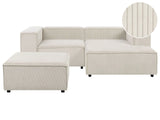 Modular Left Hand Sofa Off White Cord 3 Seater Sectional Corner Sofa with Ottoman Black Legs Modern Living Room Beliani