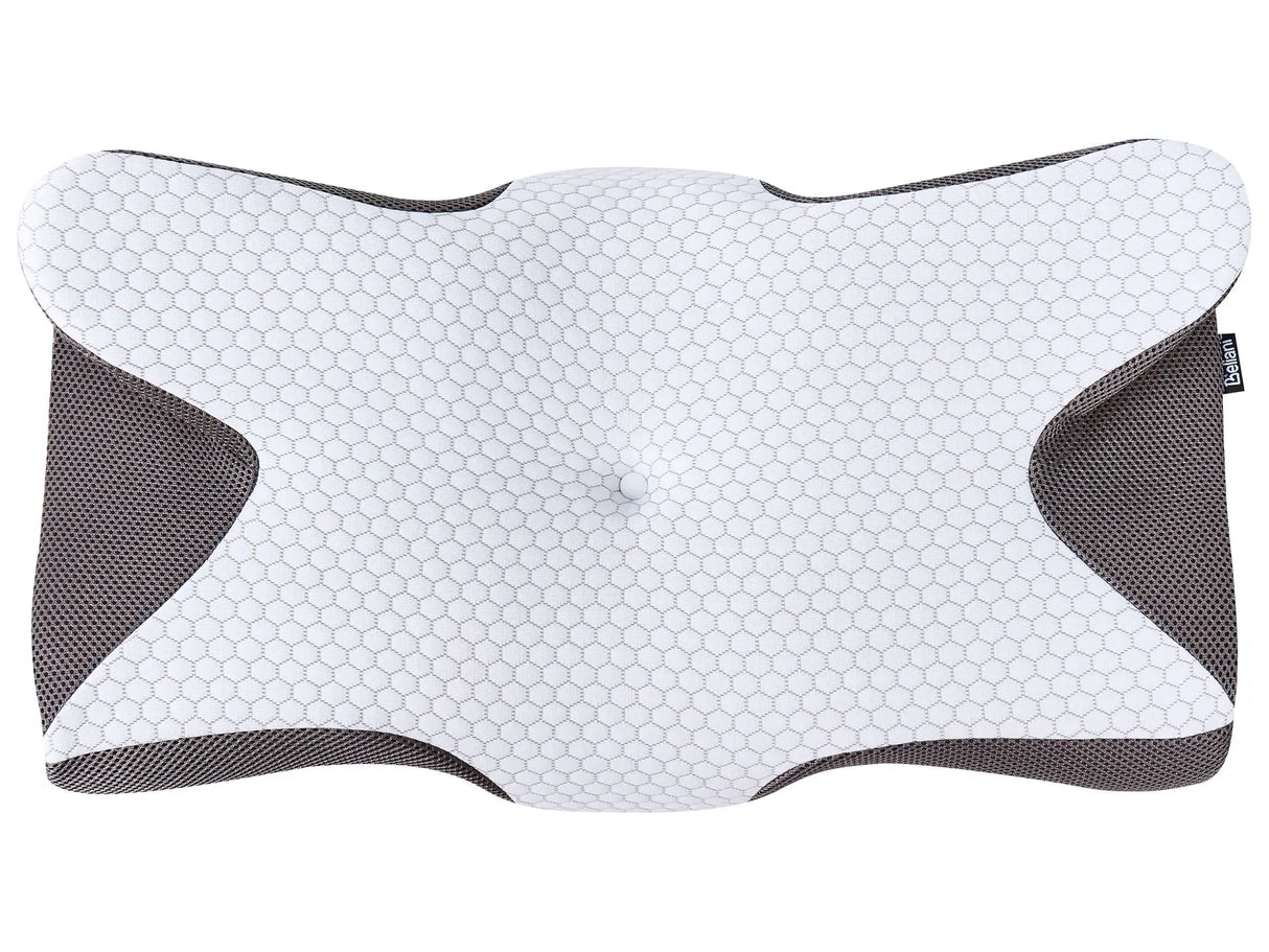 Bed Pillow White Memory Foam Filling 64 x 34  cm Breatable Cooling Cover Orthopedic Contoured Beliani