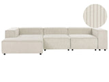 Modular Right Hand Sofa Off White Cord 4 Seater Sectional Corner Sofa with Black Legs Modern Living Room Beliani