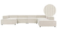 Modular Left Hand Sofa Off White Corduroy 5 Seater Sectional Corner Sofa with Black Legs Modern Living Room Beliani