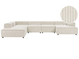 Modular Right Hand Sofa Off White Corduroy 5 Seater Sectional Corner Sofa with Black Legs Modern Living Room Beliani
