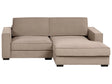 Left Hand Corner Sofa Bed Taupe Fabric Polyester Upholstered 2 Seater L-Shaped with Cushions Modern Style Living Room Beliani