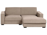 Left Hand Corner Sofa Bed Taupe Fabric Polyester Upholstered 2 Seater L-Shaped with Cushions Modern Style Living Room Beliani