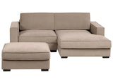 Left Hand Corner Sofa with Ottoman Taupe Fabric Polyester Upholstered 3 Seater L-Shaped with Cushions Modern Style Living Room Beliani