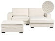 Left Hand Corner Sofa with Ottoman Light Beige Boucle Polyester Upholstered 3 Seater L-Shaped with Cushions Modern Style Living Room Beliani