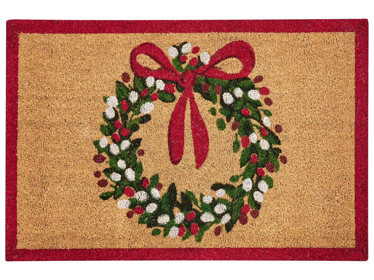 Doormat Natural Coir with Rubber Bottom 60  x 90 cm Xmas Christmas Festive Motif Anti Slip Beliani