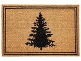 Doormat Natural Coir with Rubber Bottom 60  x 90 cm Xmas Christmas Tree Festive Motif Anti Slip Beliani
