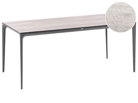 Garden Dining Table Light Grey HPL Top Dark Grey Aluminium Frame UV Water Rust Resistant Outdoor Patio Modern Style Beliani