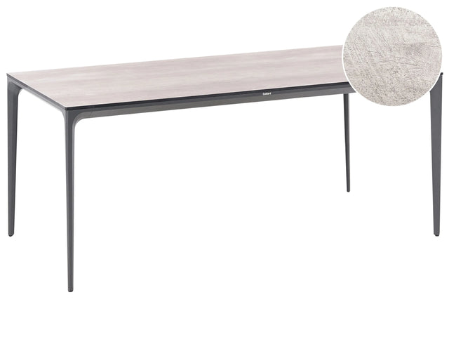 Garden Dining Table Light Grey HPL Top Dark Grey Aluminium Frame UV Water Rust Resistant Outdoor Patio Modern Style Beliani
