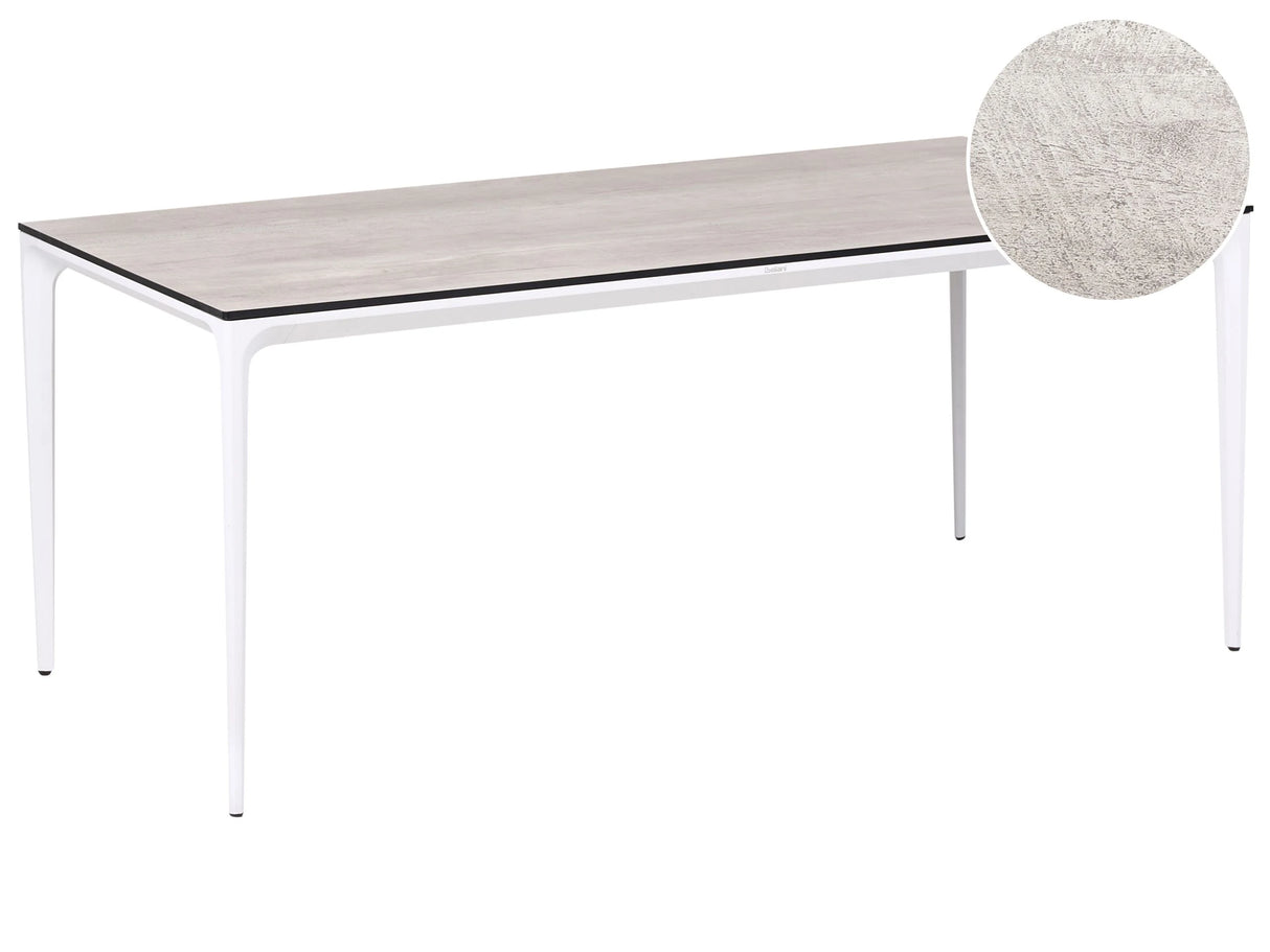 Garden Dining Table Light Grey HPL Top White Aluminium Frame UV Water Rust Resistant Outdoor Patio Modern Style Beliani