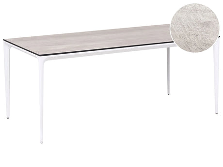Garden Dining Table Light Grey HPL Top White Aluminium Frame UV Water Rust Resistant Outdoor Patio Modern Style Beliani
