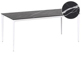 Garden Dining Table Black Marble HPL Top White Aluminium Frame UV Water Rust Resistant Outdoor Patio Modern Style Beliani