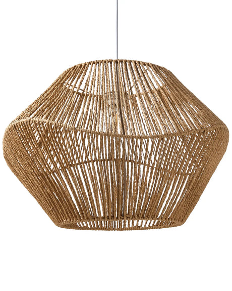 Pendant Lamp Paper Rope Natural Ceiling Light Plaited Shade Dining Room Living Room Boho Style Beliani