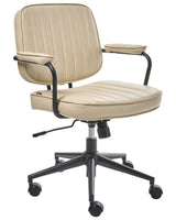 Office Chair Beige Faux Leather Swivel Adjustable Height with Armrests Home Office Study Traditional Beliani