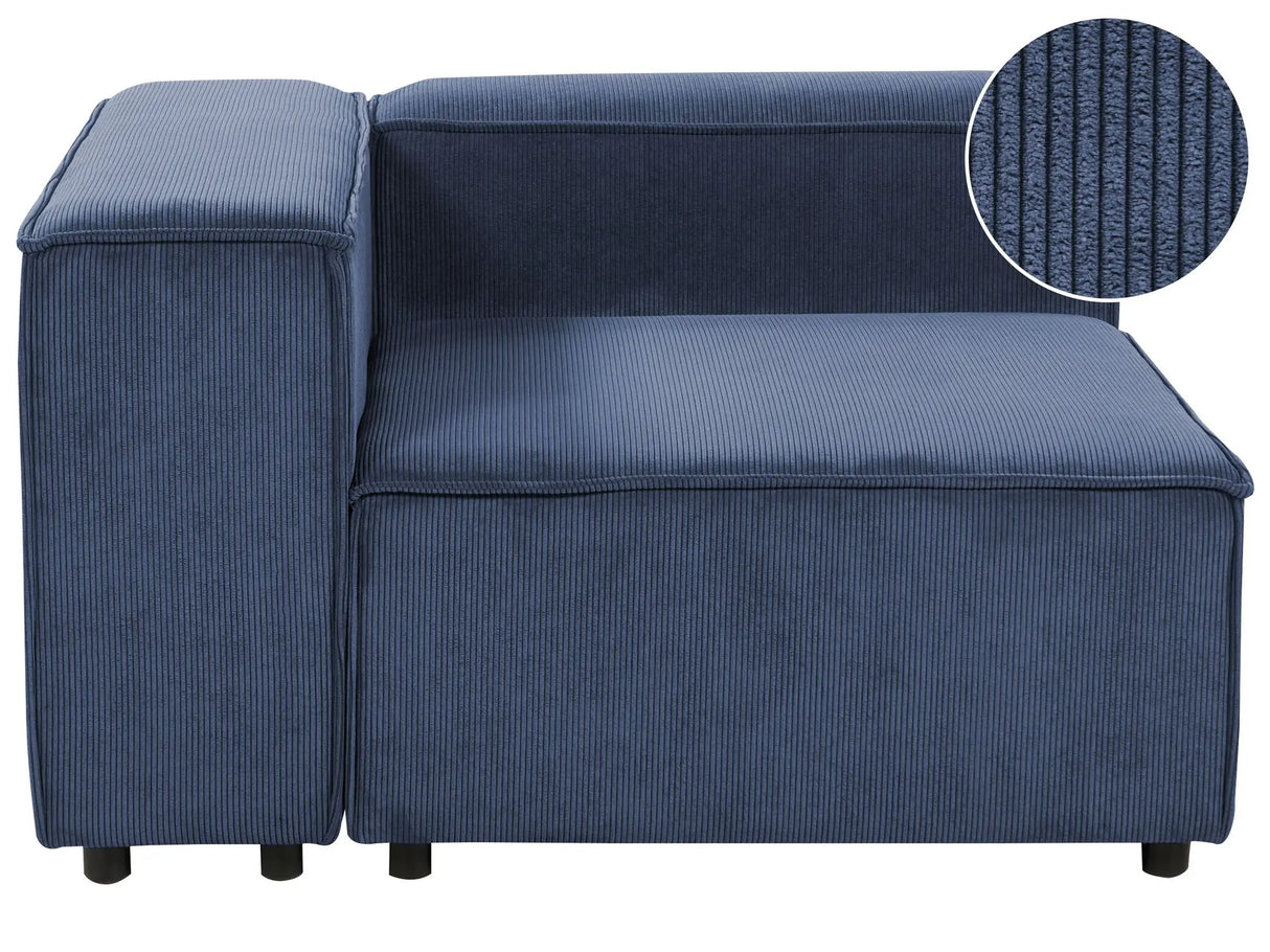 Right Hand Corner Section Dark Blue Cord 1-Seat Sofa Module Modern Single-Seat Black Legs Living Room Beliani