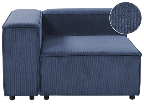 Right Hand Corner Section Dark Blue Cord 1-Seat Sofa Module Modern Single-Seat Black Legs Living Room Beliani