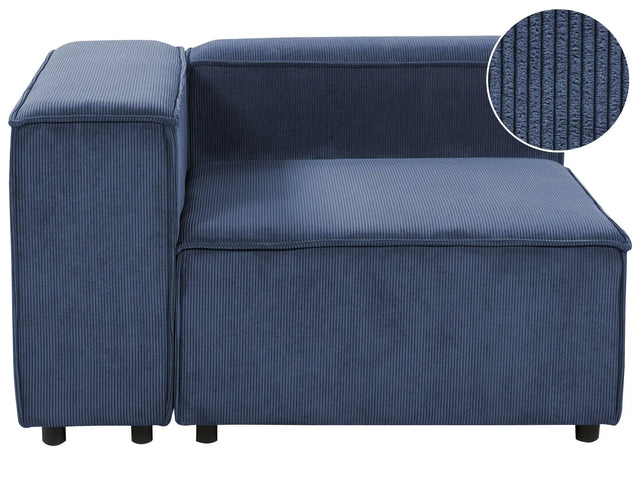 Right Hand Corner Section Dark Blue Cord 1-Seat Sofa Module Modern Single-Seat Black Legs Living Room Beliani