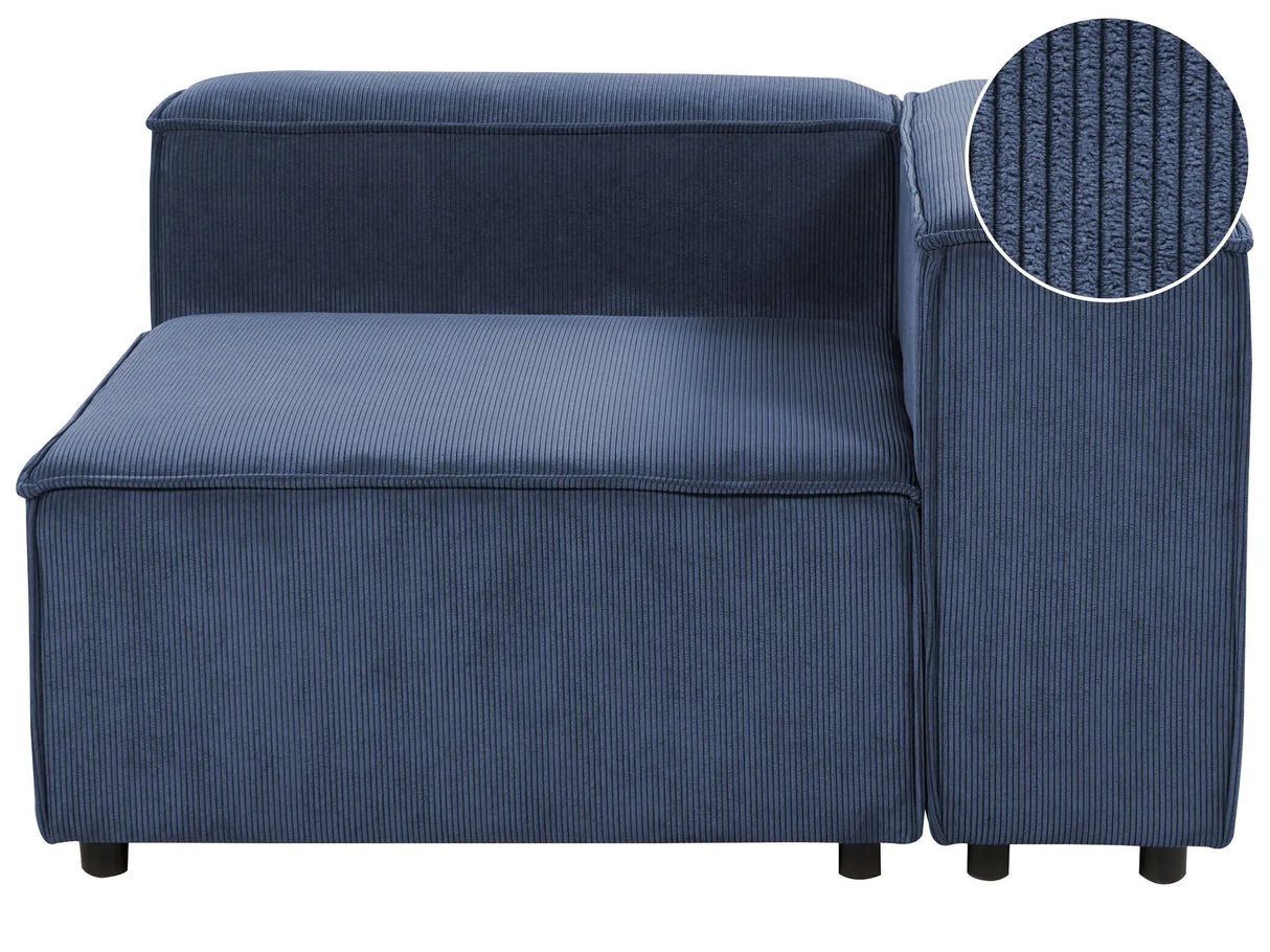 Left Hand Corner Section Dark Blue Corduroy 1-Seat Sofa Module Modern Single-Seat Black Legs Living Room Beliani