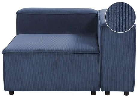 Left Hand Corner Section Dark Blue Corduroy 1-Seat Sofa Module Modern Single-Seat Black Legs Living Room Beliani