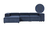 Modular Right Hand Sofa Dark Blue Cord 4 Seater Sectional Corner Sofa with Black Legs Modern Living Room Beliani