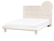 Bed Off-White Boucle Fabric Upholstery EU Double Size 4ft6 Scandinavian Design Soft Headboard Beliani