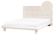 Bed Off-White Boucle Fabric Upholstery EU King Size 5ft3 Scandinavian Design Soft Headboard Beliani