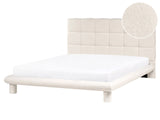 Bed Off-White Boucle Fabric Upholstery EU King Size 5ft3 Scandinavian Design Soft Headboard Beliani