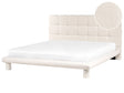 Bed Off-White Boucle Fabric Upholstery EU King Size 6ft Scandinavian Design Soft Headboard Beliani