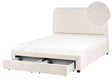 Bed Off-White Boucle Fabric Upholstery EU King Size 5ft3 Scandinavian Extra Drawers Design Soft Headboard Beliani