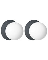 Set of 2 Wall Lamps Black Metal Base Glass Shade Modern Style Beliani