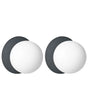 Set of 2 Wall Lamps Black Metal Base Glass Shade Modern Style Beliani