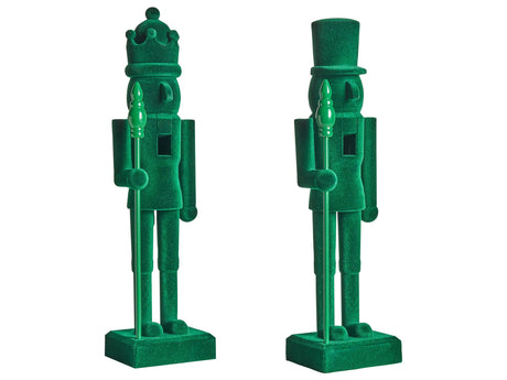 Set of 2 Nutcracker Figurines Green Synthetic Material Christmas Decor Beliani
