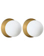 Set of 2 Wall Lamps Gold Metal Base Glass Shade Modern Style Beliani