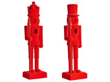 Set of 2 Nutcracker Figurines Red Synthetic Material Christmas Decor Beliani
