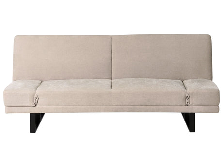 Sofa Bed Beige Chenille Upholstery 3 Seater Click Clack Mechanism Adjustable Armrests Beliani