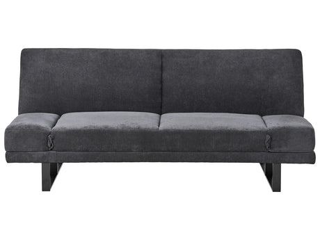 Sofa Bed Black Chenille Upholstery 3 Seater Click Clack Mechanism Adjustable Armrests Beliani
