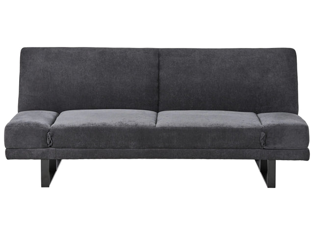 Sofa Bed Black Chenille Upholstery 3 Seater Click Clack Mechanism Adjustable Armrests Beliani