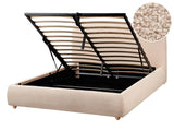 Storage Bed Beige Boucle Polyester Fabric EU Double Size 4ft6 Minimalist Modern Design Ottoman Storage Beliani