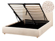 Storage Bed Light Beige Boucle Polyester Fabric EU Double Size 4ft6 Minimalist Modern Design Ottoman Storage Beliani