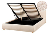 Storage Bed Light Beige Boucle Polyester Fabric EU Double Size 4ft6 Minimalist Modern Design Ottoman Storage Beliani
