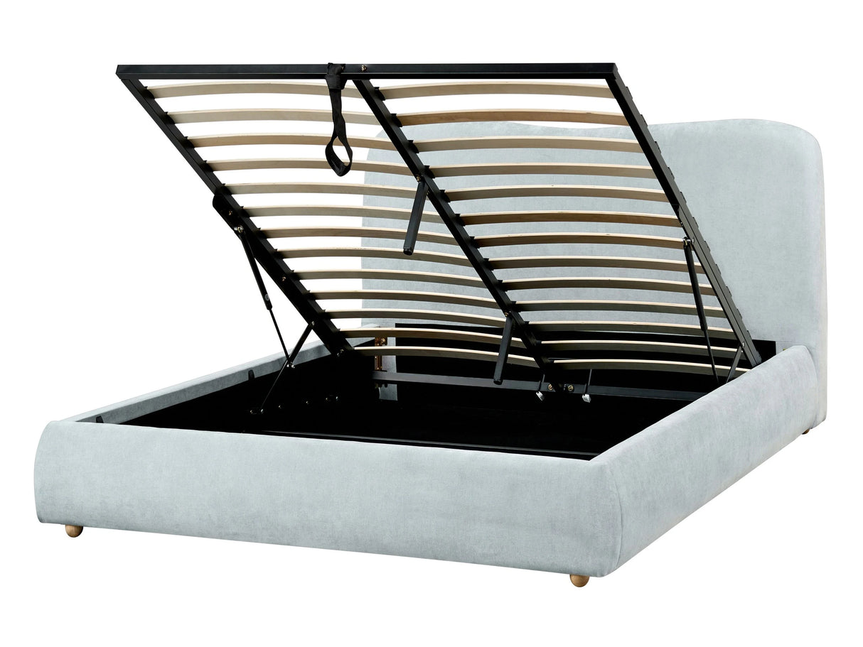 Storage Bed Light Blue Fabric Polyester Fabric EU Double Size 4ft6 Minimalist Modern Design Ottoman Storage Beliani