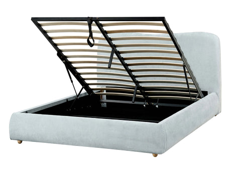 Storage Bed Light Blue Fabric Polyester Fabric EU Double Size 4ft6 Minimalist Modern Design Ottoman Storage Beliani