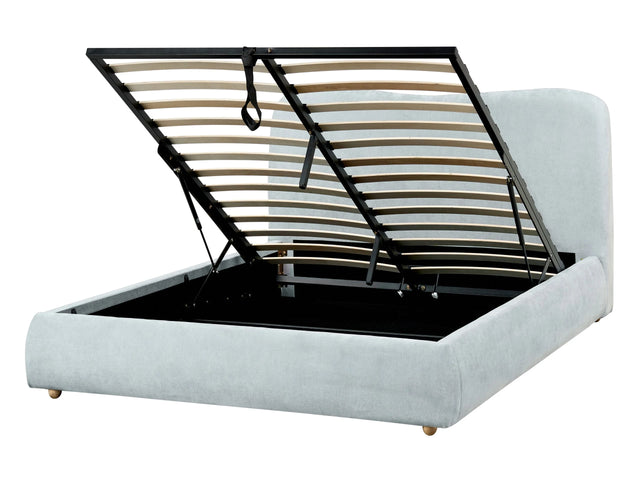 Storage Bed Light Blue Fabric Polyester Fabric EU Double Size 4ft6 Minimalist Modern Design Ottoman Storage Beliani