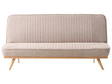 Sofa Bed Light Brown Fabric Upholstery Metal Legs Wood Finish 2 Seater Tufted Backrest Seat Modern Design Armless Beliani