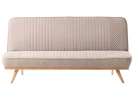 Sofa Bed Light Brown Fabric Upholstery Metal Legs Wood Finish 2 Seater Tufted Backrest Seat Modern Design Armless Beliani