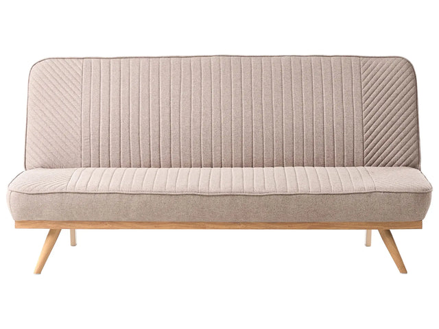 Sofa Bed Light Brown Fabric Upholstery Metal Legs Wood Finish 2 Seater Tufted Backrest Seat Modern Design Armless Beliani