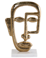 Decorative Figurine Gold Metal Face Shape Ornament for Displaying Decorative Ornament Beliani