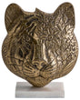 Decorative Figurine Gold Metal Tiger Face Shape Ornament for Displaying Decorative Ornament Beliani